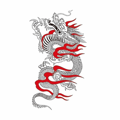 タトゥーシール 火炎龍(タトゥー・刺青シール)