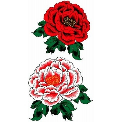 タトゥーシール 大型・赤牡丹(タトゥー・刺青シール)