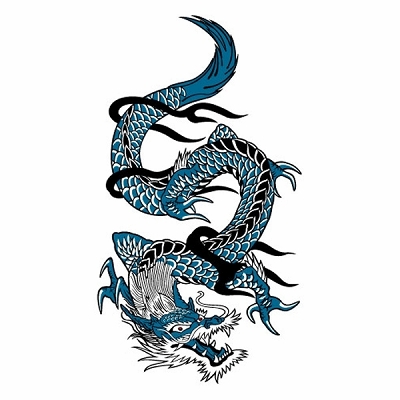 タトゥーシール 青ドラゴン1(タトゥー・刺青シール)