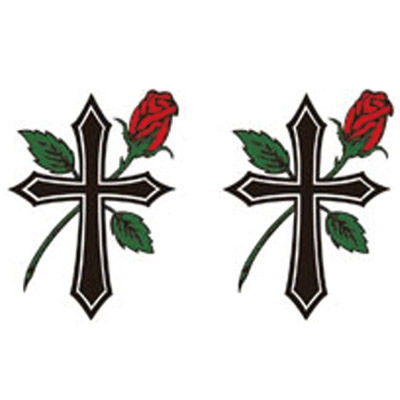 タトゥーシール ローズ&クロス(タトゥー・刺青シール)