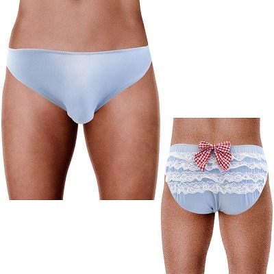 ユニセックスギンガムリボンパンティ スカイブルー(ランジェリー)