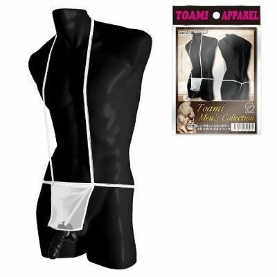 リング付シースルーボディスリングパンドルTバック ホワイト(ランジェリー)