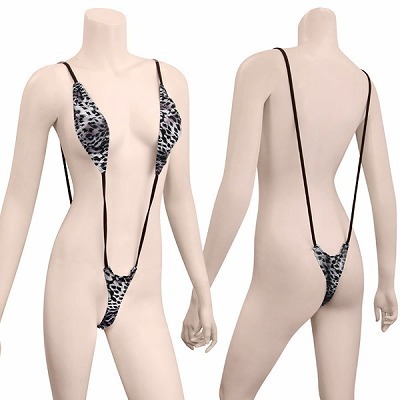 ヒョウ柄ストレッチ生地クロスプレイスーツ グレー(ランジェリー)