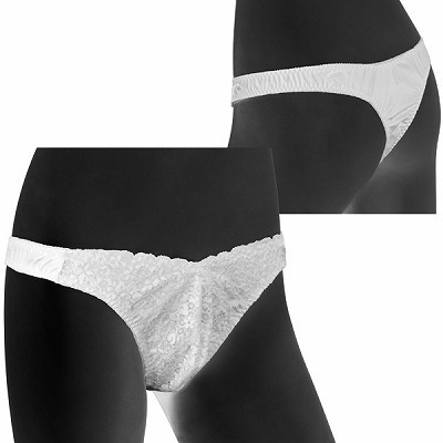 フロントレースエレガントメンズTバックショーツ L ホワイト(ランジェリー)