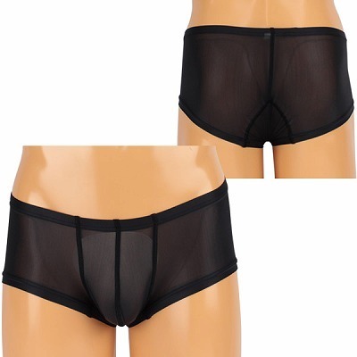 メンズ 極薄ストレッチ生地ローライズボクサーパンツ ブラック(ランジェリー)