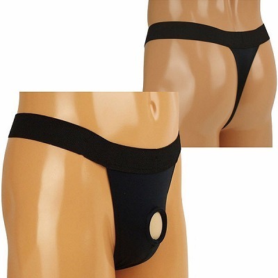 シリコンリング内蔵 太ゴムTバック ブラック(ランジェリー)