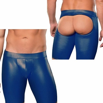 うしろ姿で誘惑男のロングボクサーパンツ ブルー(ランジェリー)