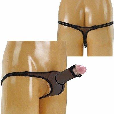 黒パイピング極薄リング付きTバック ブラック(ランジェリー)