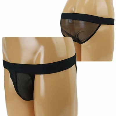 メンズ スパークハーフアウトゴムフルバック ブラック(ランジェリー)