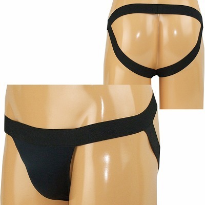 メンズ 平ゴムストレッチバックオープンパンツ ブラック(ランジェリー)