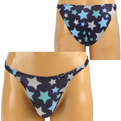 メンズ ストレッチスター柄ノーシームハーフバック(ランジェリー)