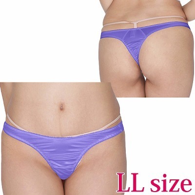 光沢ストレッチシンプルTバック 2L パープル(ランジェリー)