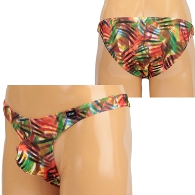 メンズ ストレッチ幾何学プリントもっこりフルバック オレンジ(ランジェリー)