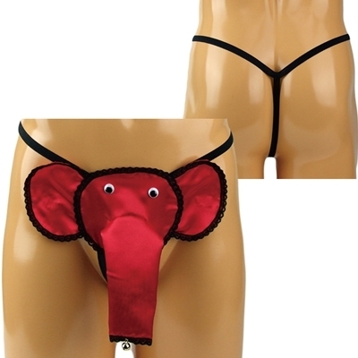 メンズ 光沢が綺麗な鈴付きゾウさんGスト レッド(ランジェリー)