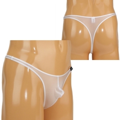 メンズ 2wayストレッチシースルーフルシームTバック Mホワイト(ランジェリー)