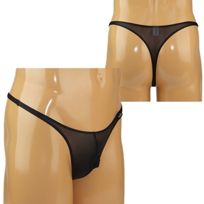 メンズ 2wayストレッチシースルーフルシームTバック Mブラック(ランジェリー)