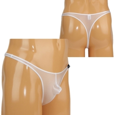 メンズ 2wayストレッチシースルーフルシームTバック Lホワイト(ランジェリー)