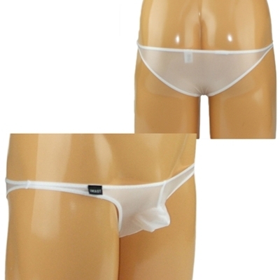 メンズ 2wayストレッチシースルーフルシームハーフバック Mホワイト(ランジェリー)