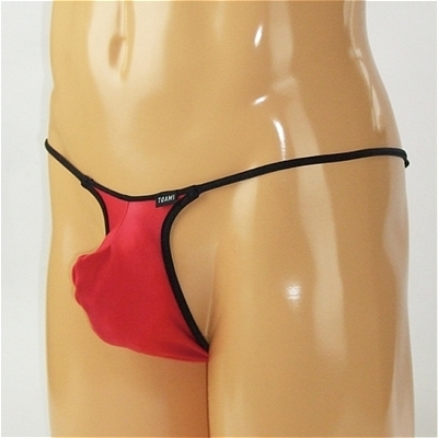 メンズ 2wayストレッチ黒パイピングハーフバック (レッド)(ランジェリー)