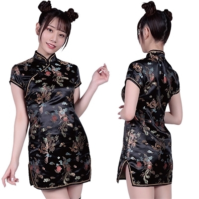 攻めるチャイナ服 ミニ ブラック(コスチューム)