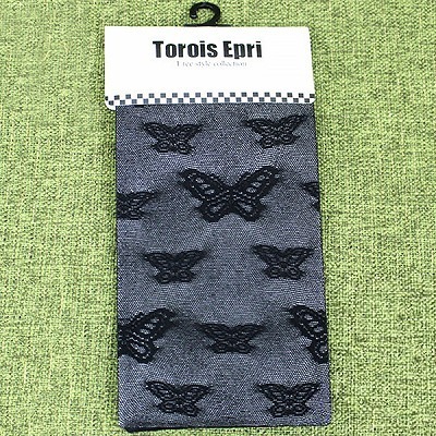 蝶柄ハイソックス 黒 フリーサイズ(コスチューム)