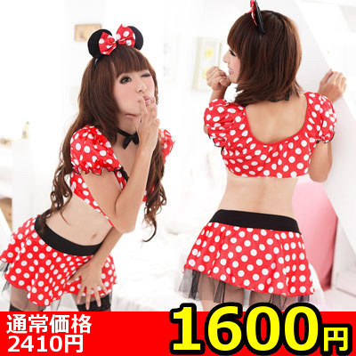 【1600円★数量限定】ドット柄ミニトップス×ミニスカート<お一人様1点限り>(お買い得商品)