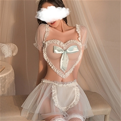 透け感とハートの可愛げ愛されエプロン(ランジェリー)