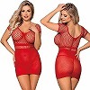 陰影落としデザインネットボディコン レッド(ランジェリー)