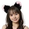 エロコス もふもふ耳カチューシャ (黒×ピンク)(コスチューム)