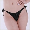 チェリーラブ メタリック生地脇ひも結びハイレグTバックショーツ (ブラック)(ランジェリー)
